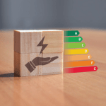 a wooden block symbolising EPC rating with all its categories